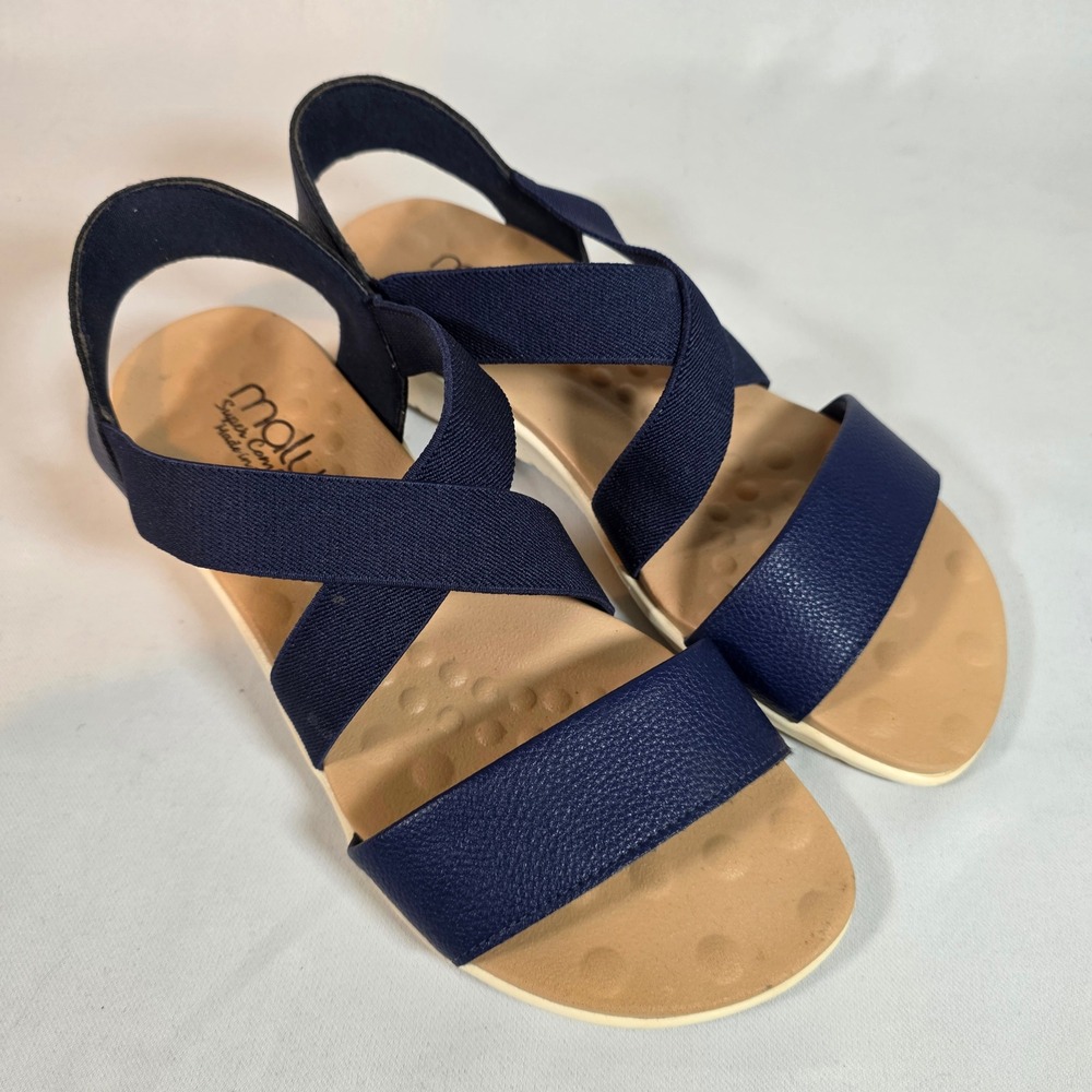 Malu Brazil Super Comfort Navy Blue Criss Cross Wedge Sandals Womens 8 Comfort
